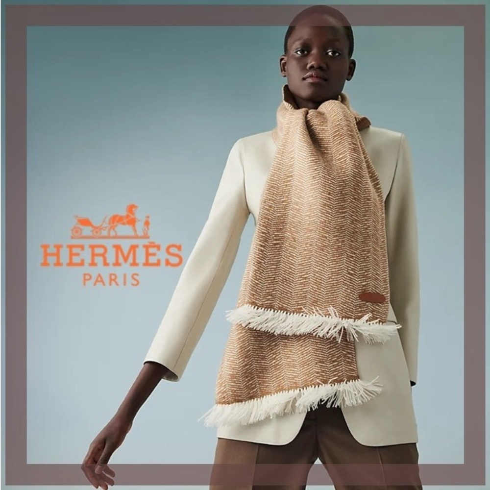 Authentic Hermes Double Face Chameau Muffler Scarf
